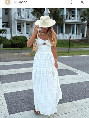 L*Space White Maxi Dress with Front Cutout